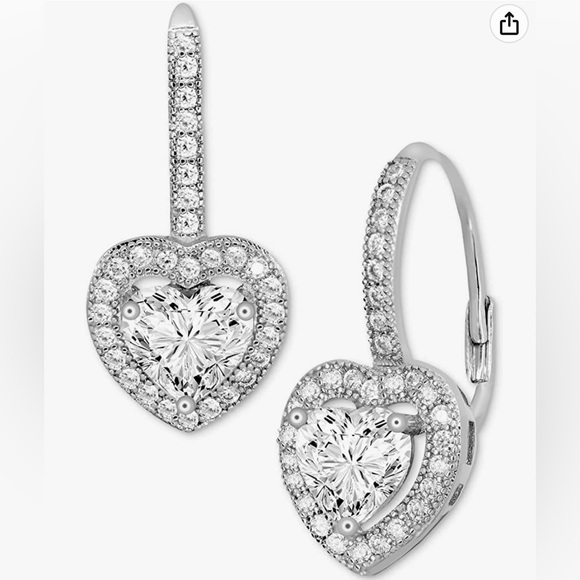 Made with Swarovski Crystals Heart Small Huggie Hoop Dangle Earrings - Picture 3 of 5